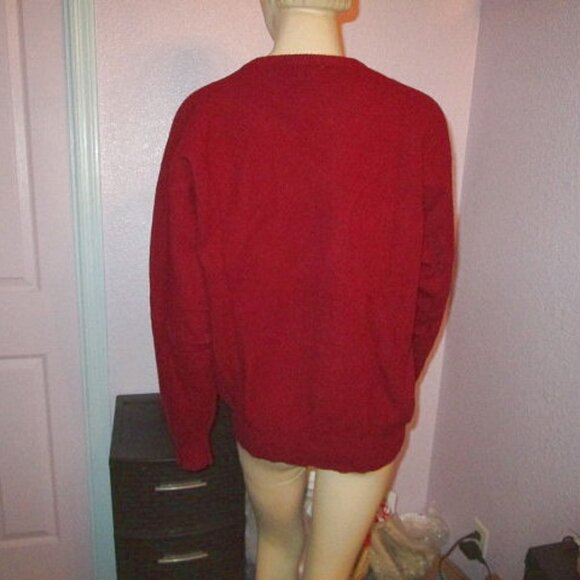 Vtg Harbour Club Sweater Mens Size L Lambswool Knit Pullover V-Neck Holiday Red - Picture 6 of 7
